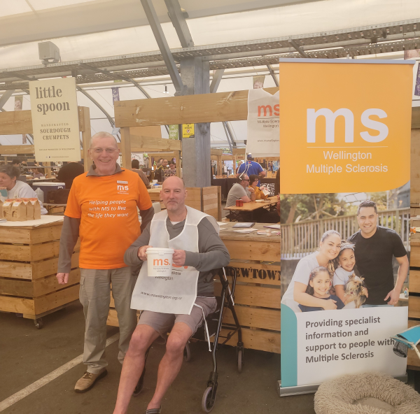 President Steve and Warwick Holleborne raising MS Awareness at Brewtown